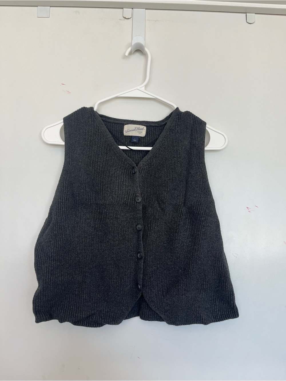 Universal Thread Charcoal Gray Button-Front Knit Vest